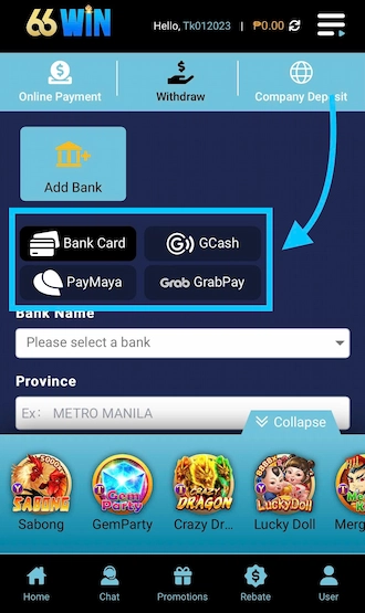 🌐Step 1: We will choose the Bank Card method.